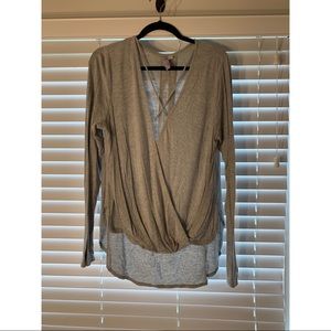Grey Criss Cross Long Sleeve Top
